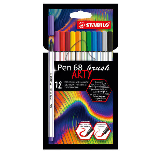 Pennarelli Pen 68 Brush Arty Line 568/12 - colori assortiti 