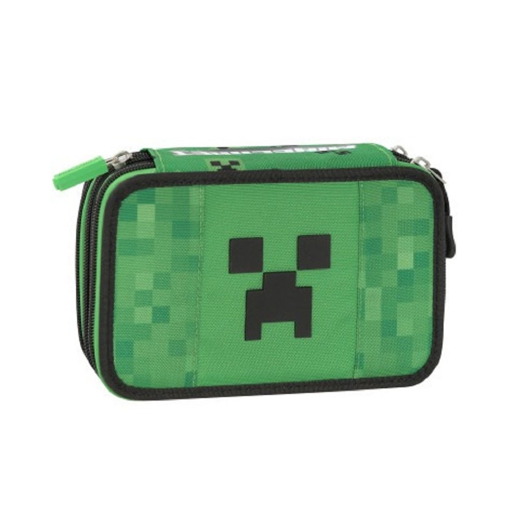 Astuccio Scuola 3 Zip Minecraft Pixel Scuola Elementare Bambino