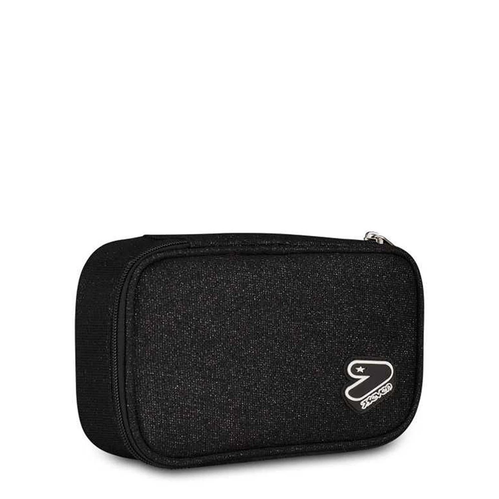 Astuccio Seven Round Plus Big Shiny Tech Nero Portapenne Scuola