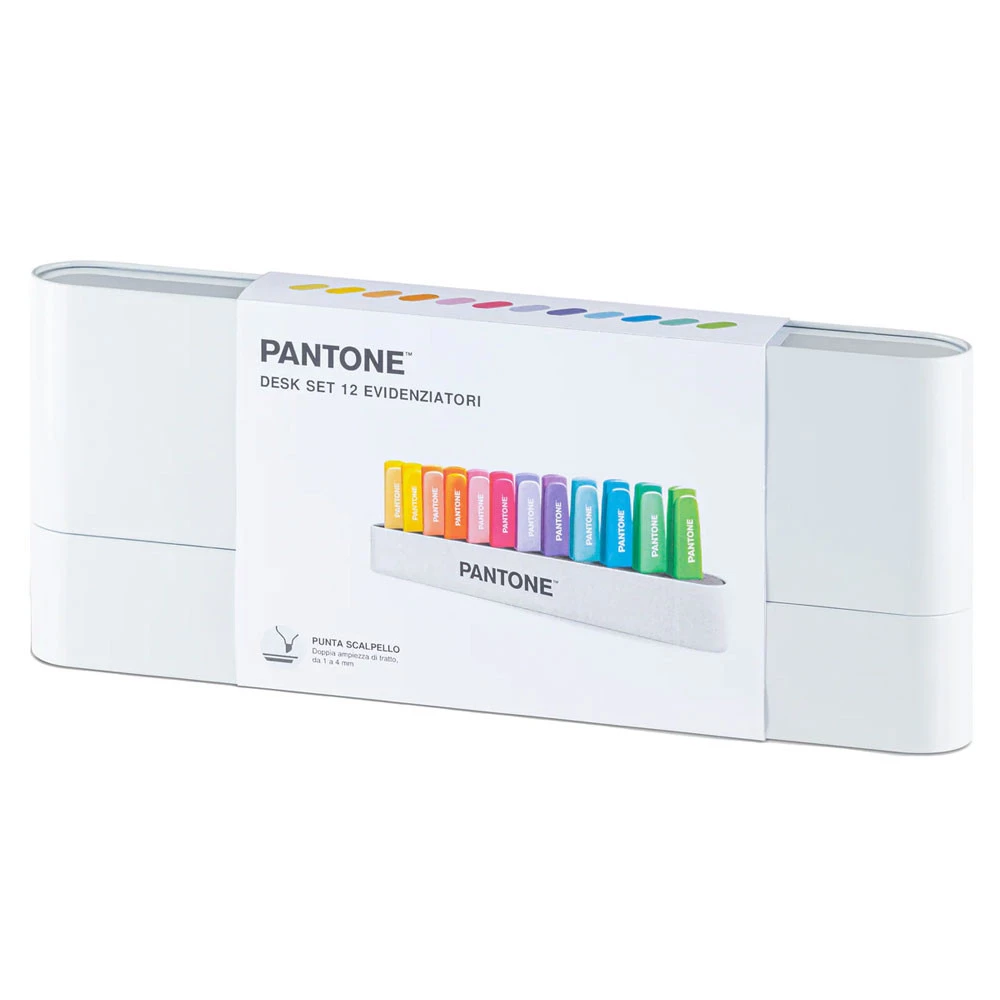 Set 12 Evidenziatori Pantone Desk Set Scatola Alluminio