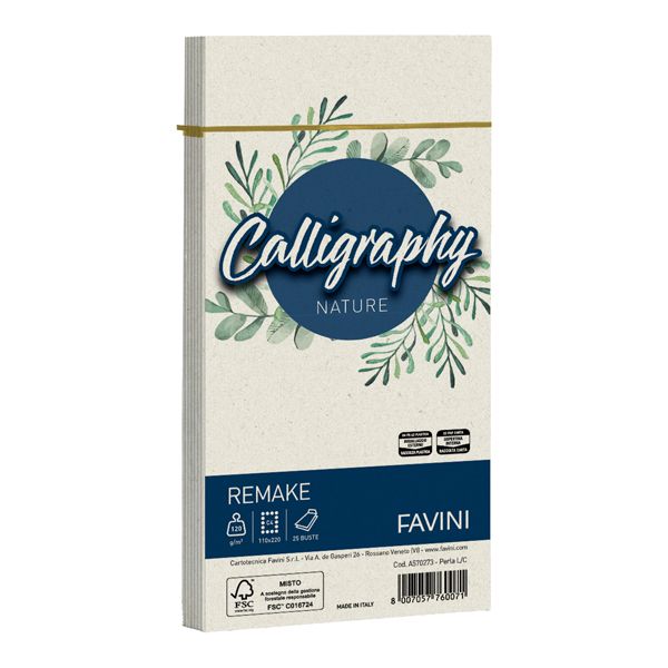 Busta Calligraphy Remake -  110 x 220 mm - 120 gr - perla - Favini - conf. 25 pezzi