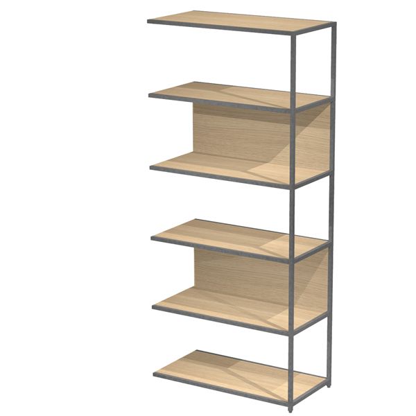 Modulo aggiuntivo per libreria Modular - 90 x 44 x 200 cm - struttura metal antracite - rovere - Artexport