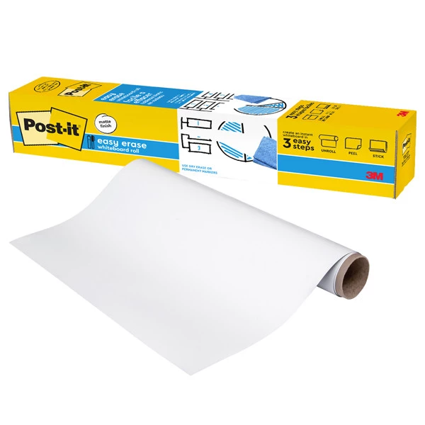 Lavagna cancellabile Easy Erase - in rotolo - 91,4 x 121,9 cm - bianco - Post-it