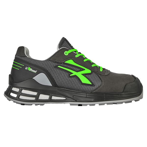 Calzatura di sicurezza Egon S1P - nylon/pelle scamosciata - numero 35 - nero/verde - U-Power