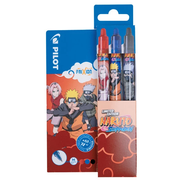 Set 3 pezzi Frixion Ball e Clicker Naruto - colori assortiti - Pilot - expo 12 pezzi