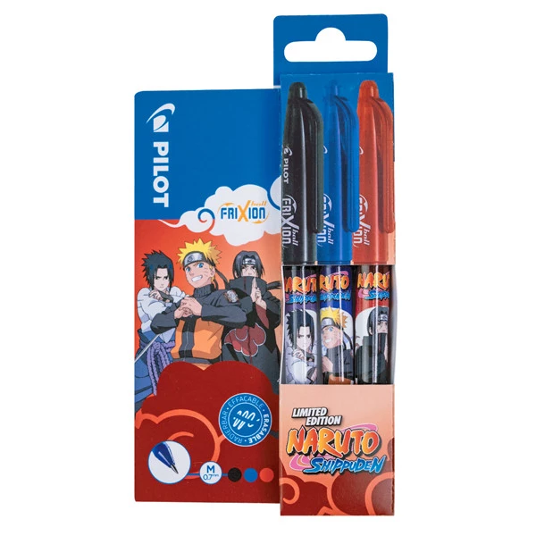 Set 3 pezzi Frixion Ball e Clicker Naruto - colori assortiti - Pilot - expo 12 pezzi