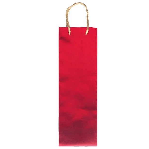 Portabottiglie natale - 12 x 37 x 9 cm - carta metal - rosso - Sadoch