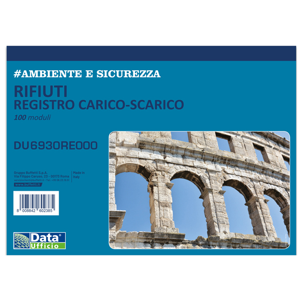 Registro carico/scarico rifiuti - 100 copie - 29,7 x 21,5 cm - DU6930RE000 - Data Ufficio