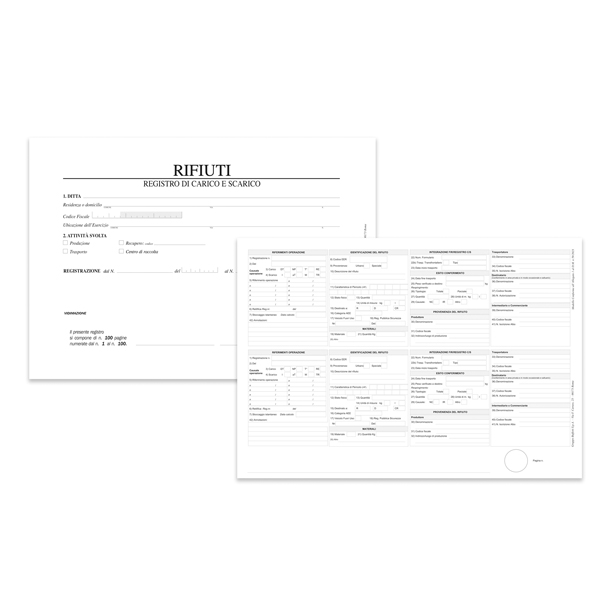 Registro carico/scarico rifiuti - 100 copie - 29,7 x 21,5 cm - DU6930RE000 - Data Ufficio