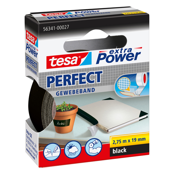 Nastro adesivo telato XP Perfect - 19 mm x 2,7 m - nero - Tesa