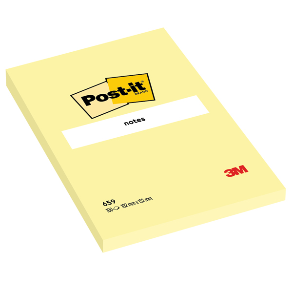 Blocco foglietti - 659 - 102 x 152 mm - giallo Canary - 100 fogli - Post it