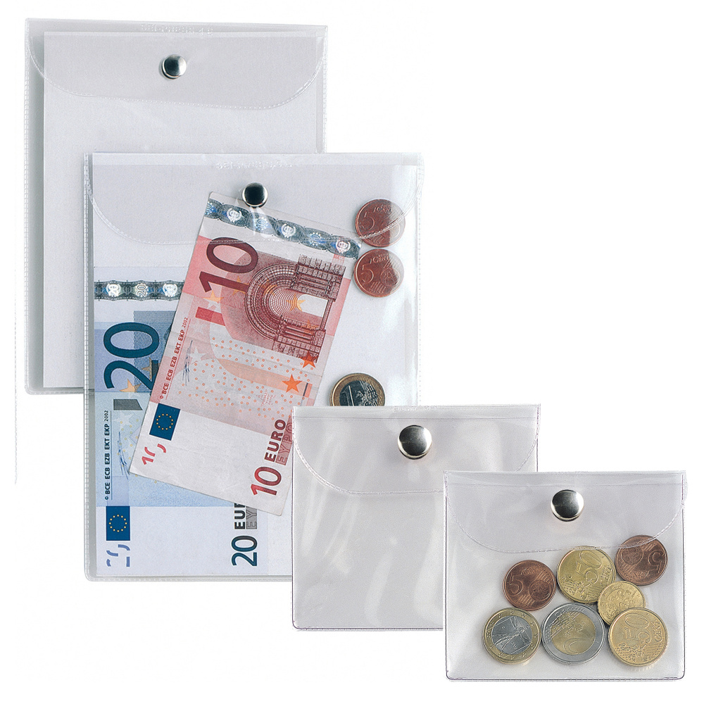 Busta con bottone Press 1E - PVC - 8,5x11 cm - trasparente - Sei