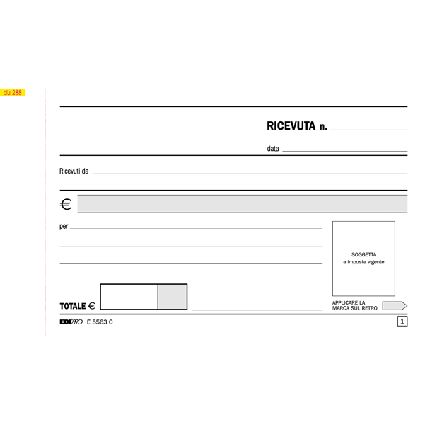 Blocco ricevute generiche - 50 fogli 2 copie autoricaricanti - 9,9 x 17cm -  50 fogli - Edipro