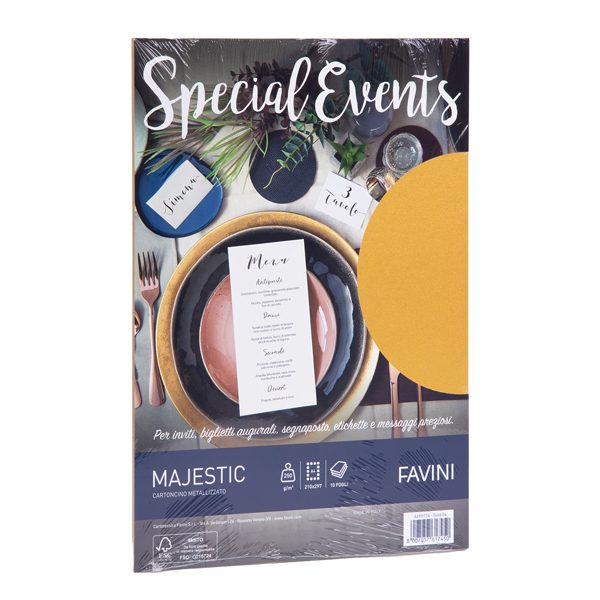 Carta metallizzata Special Events - A4 - 250 gr - oro - Favini - conf. 10 fogli