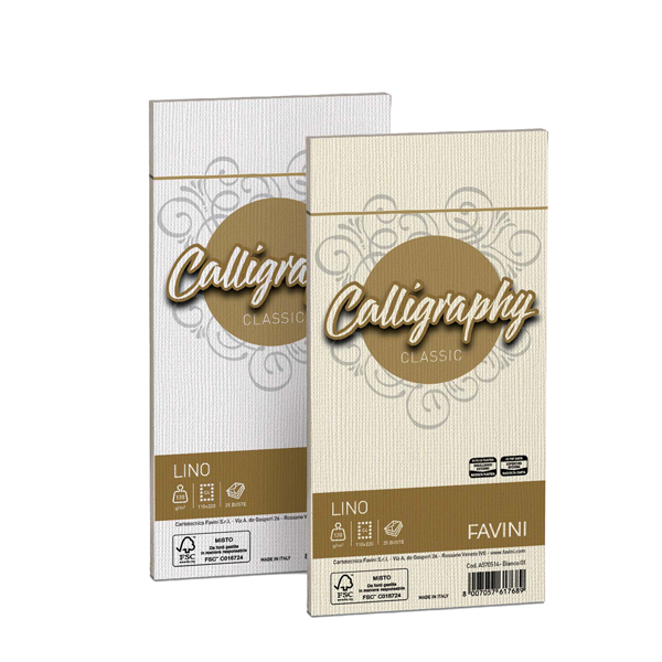 48468 - SET 50 PEZZI FOGLIO CARTA A4 CALLIGRAPHY LINO 01 BIANCO GR. 120  FAVINI - FAVINI