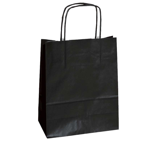 Shopper in carta - maniglie cordino - nero - 18 x 8 x 24cm - conf. 25 shoppers