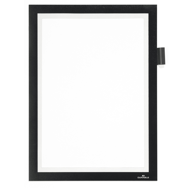 Cornice adesiva Duraframe  Note A4 - pannello magnetico - 21 x 29.7 cm - nero - Durable