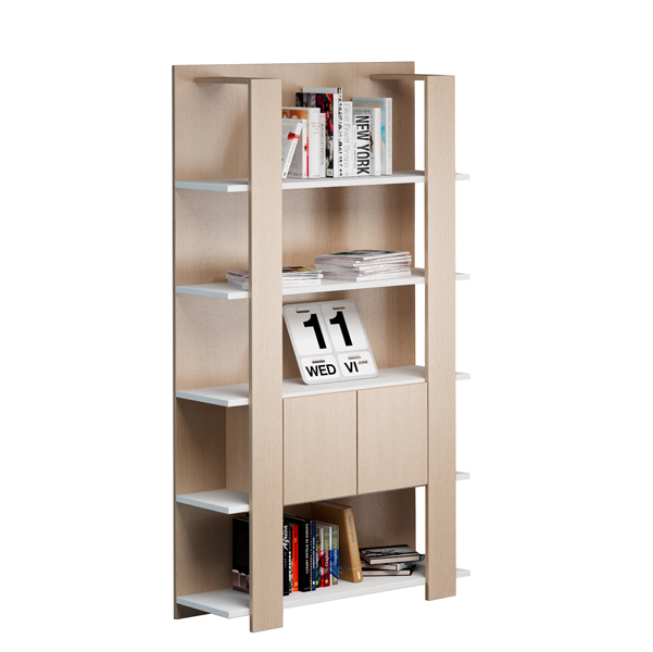 Libreria alta Concept - 5 ripiani - 100x38,6x198 cm - bianco/rovere - Artexport