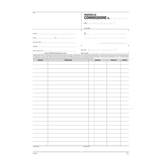 Blocco proposto commissione - 50/50 copia autoricopiante - 29,7 x 21,5 cm - DU16721C000 - Data Ufficio