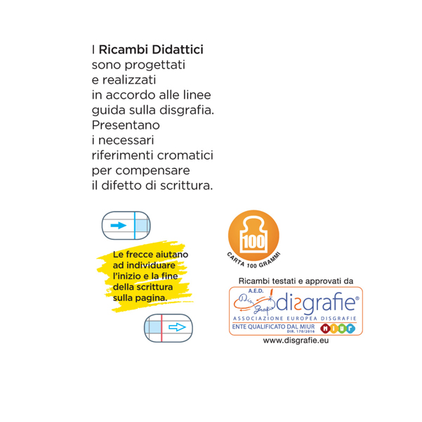 Ricambi didattici forati - A4 - 40 fogli carta 100 gr - 1 rigo c/margine - Blasetti