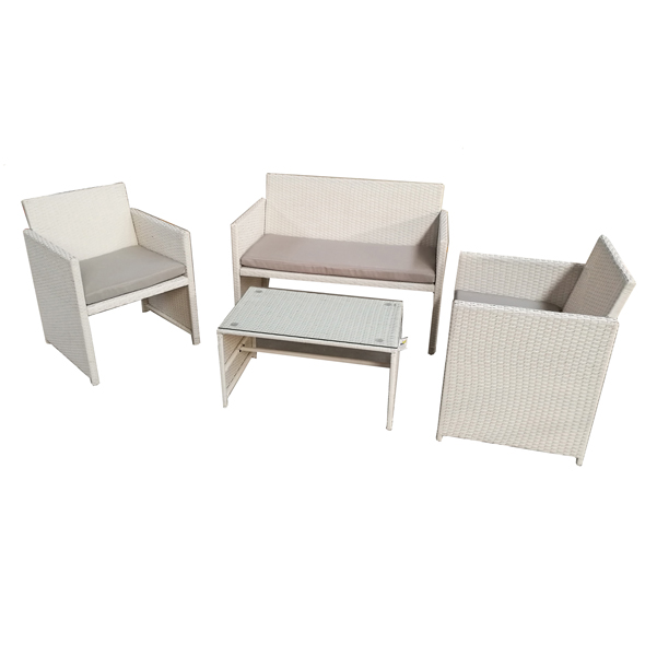 Salotto Valencia - bianco/grigio - Garden Friend - set 4 elementi