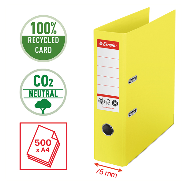 Registratore a leva - CO2 neutral - A4 - dorso 75 mm - giallo 