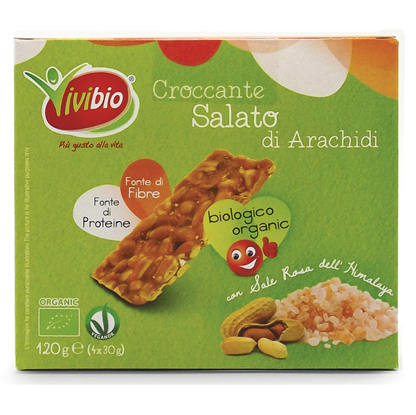 Barretta croccante - arachidi - salato - 120 gr - Vivibio