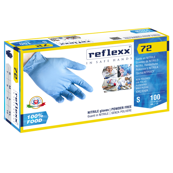 Guanti in nitrile foodline R72 - tg L - azzurro - Reflexx - conf. 100 pezzi