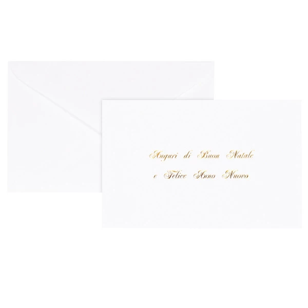 Biglietto natale con busta - 9 x 14 cm - stampa oro - bianco - Sadoch