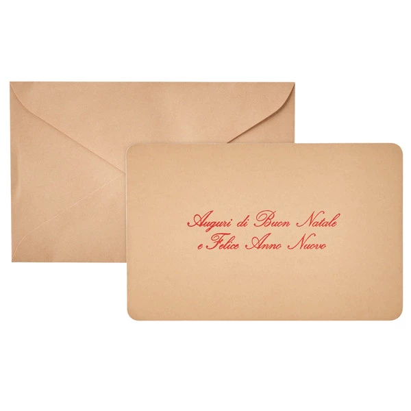 Biglietto natale con busta - 9 x 14 cm - stampa oro - avana - Sadoch