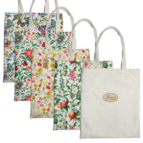 Shopper Nature Flowers in eco cottone 42x38,5cm fantasie assortite Pigna