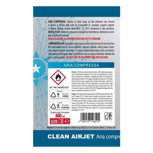 Aria Compressa Clean AirJet con cannuccia - 400ml - Starline