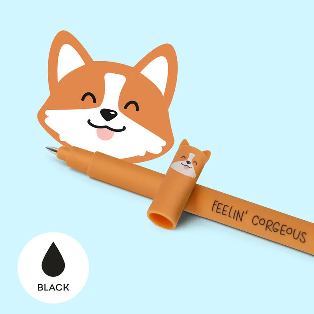 Penna Gel Cancellabile Inchiostro Nero Corgi Legami